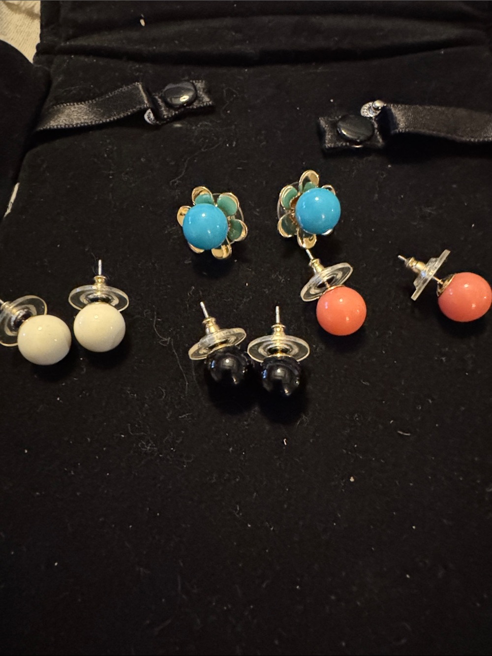 Joan  Rivers Multi-Color Ball Stud Earring Set interchangeable on silver flower
